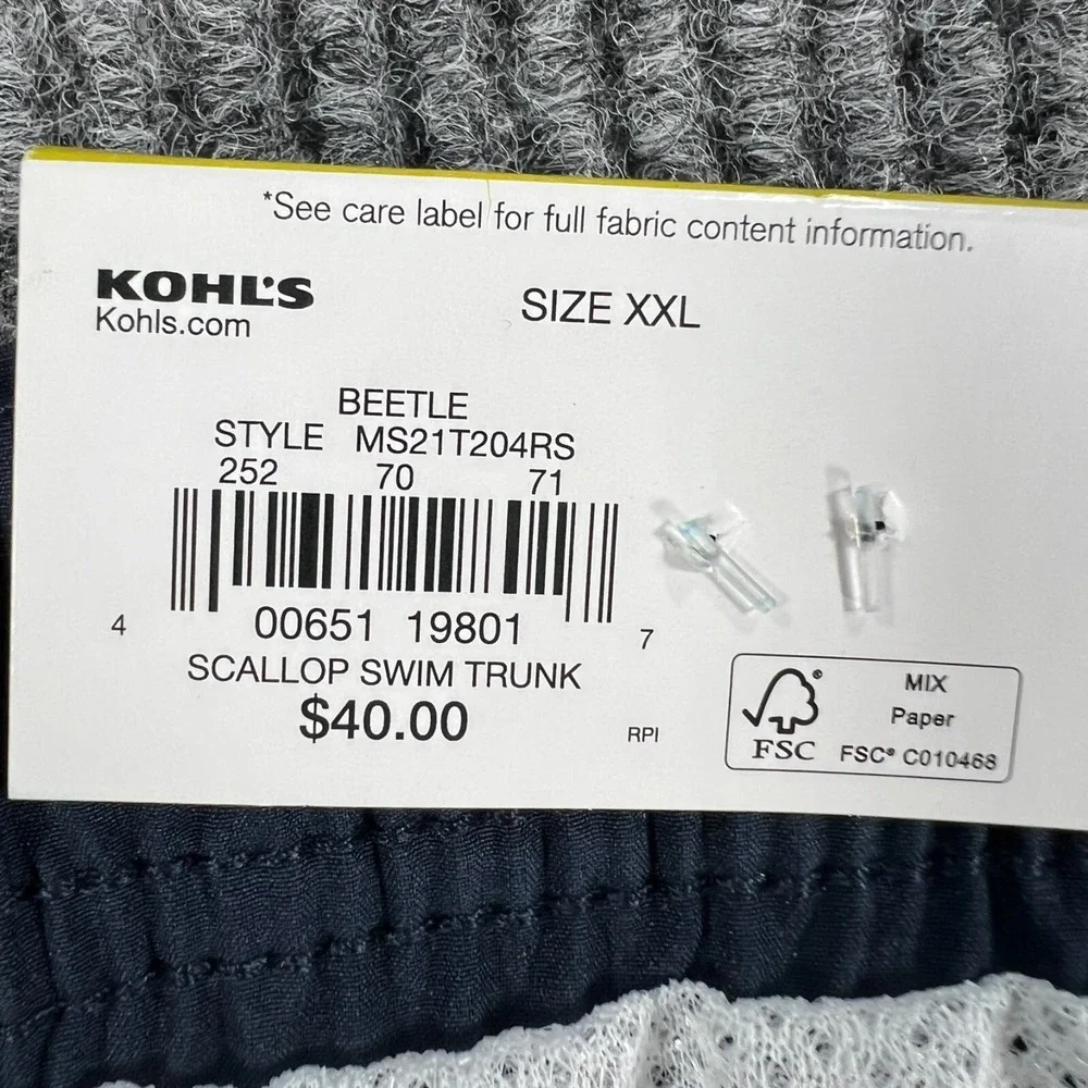 Sonoma‎ Mens Swim Trunks Scallop Shorts 2XL XXL Green Lined New NWT 7